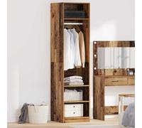 Mangloder Armadio in legno anticato con 4 ripiani, 50 x 50 x 200 cm, autoportante, salvaspazio, per camera da letto, corridoio e spogliatoio, con spazio per riporre oggetti e ordine