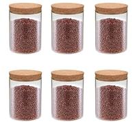 Mangloder Barattoli con coperchio in sughero, 6 pezzi, 650 ml, vetro trasparente per pasta, riso, noci e pasticceria, chiusura ermetica per cucina, ordine e conservazione fresca
