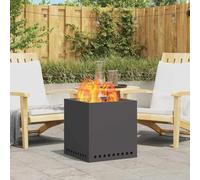 Mangloder - Braciere senza fumo, in acciaio, nero, 48 x 48 x 50 cm, doppia parete, alimentazione d'aria, combustione secondaria, giardino, terrazza, balcone, legna da ardere, fiamma per esterni