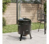 Mangloder - Cannone per gulasch in acciaio smaltato con canna fumaria e coperchio, pentola da 14,3 l, padella da 8 l, griglia per carbone e contenitore per cenere, per cucina all'aperto, feste in