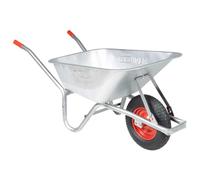 Mangloder - Carrello da giardino, 90 l, 150 kg, in acciaio zincato e plastica, con pneumatici ad aria, per terra, foglie, sabbia, ghiaia e legno