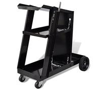 Mangloder - Carrello per saldatura, nero, con 3 ripiani, per officina, magazzino e garage, in acciaio resistente, capacità di carico di 40 kg, con 4 ruote, ideale per il trasporto, carrello da