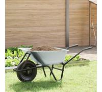 Mangloder Carriola Argento Nero 141x60x57cm Acciaio Carrello Trasporto per Giardinaggio, Costruzione e Cortile, con Ruota Gonfiabile, per Terra, Foglie e detriti