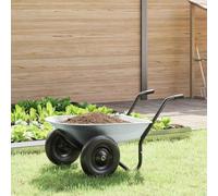 Mangloder - Carriola in acciaio argento e nero, 124 x 73 x 65 cm, robusta carriola da trasporto per giardinaggio, costruzione, terra, foglie, legno, detriti, uso esterno