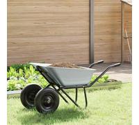 Mangloder - Carriola in acciaio argento e nero, 137 x 60 x 65,5 cm, portata 14 kg, 110 kg, per giardinaggio, edilizia, terra, fogliame e detriti in ambienti esterni