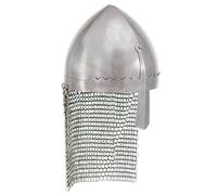 Mangloder - Casco da cavaliere, replica antica, in acciaio argentato, per cosplay, feste di Halloween, teatro, riproduzioni storiche, casco medievale con protezione per il naso, ideale per