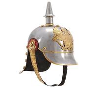 Mangloder - Casco tedesco prussiano, replica antica in acciaio argentato, per cosplay, feste di Halloween, teatro, costumi storici
