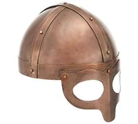 Mangloder - Casco vichingo, replica antica in acciaio e rame, per cosplay, feste di Halloween, teatro, rienactments, armatura medievale