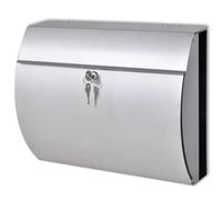 Mangloder Cassetta delle lettere da parete in acciaio inox, con serratura, con scomparto per giornali, fessura per lettere, 37,5 x 4,5 cm, 2 chiavi, accessori di montaggio, per porta di casa, giardino