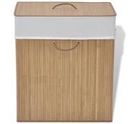 Mangloder - Cesto portabiancheria rettangolare in bambù naturale con inserto in tessuto rimovibile, pieghevole e portatile, 40 x 30 x 60 cm, per bagno, camera da letto e lavanderia, salvaspazio per