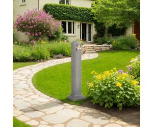 Mangloder - Colonna d'acqua grigio chiaro, effetto pietra, in HDPE, alta 90 cm, con rubinetto da ½" e connettore per tubo flessibile, per sistema di irrigazione, giardino, aiuola, terrazza e aiuola