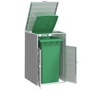 Mangloder - Contenitore per bidoni della spazzatura da 1 bidone in acciaio grigio, 72 x 81 x 115 cm, per bidoni standard da 240 l, con porte frontali e prese d'aria per giardino, cortile e vialetto