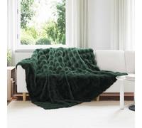 Mangloder - Coperta antiscivolo in finta pelliccia di coniglio, 240 x 270 cm, in poliestere, per divano, letto, camera da letto e soggiorno, colore: verde scuro
