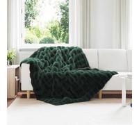 Mangloder - Coperta antiscivolo in pelliccia di coniglio artificiale, 4 pezzi, verde scuro, 150 x 220 cm, poliestere, lavabile a mano, per divano, letto, soggiorno, camera da letto, soffice e morbida