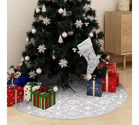 Mangloder - Copertura per albero di Natale in tessuto bianco, 122 cm, con calza natalizia, motivo neve, 100% poliestere, copertura per soggiorno, interni, vigilia di Natale e Avvento