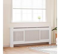 Mangloder - Copertura per termosifone, in legno bianco, set da 2 pezzi, 205 x 20,5 x 81,5 cm, lunghezza regolabile da 142 a 205 cm, per interni con mensola e design a doghe verticali