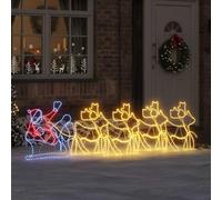 Mangloder Decorazione natalizia con 1224 LED in PVC multicolore, Babbo Natale sulla slitta con 4 renne, 69 x 79 cm, per interni ed esterni, resistente alle intemperie, per Avvento, inverno, regalo