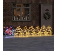 Mangloder - Decorazione natalizia multicolore in PVC, 69 x 79 cm, con catena luminosa a LED, 6 renne e IP44, per interni ed esterni, decorazione natalizia per l'Avvento e l'inverno