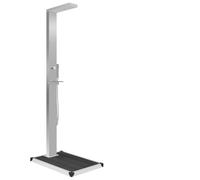 Mangloder - Doccia da giardino con elemento di fondo in WPC in acciaio inox, pannello doccia con doccia a pioggia, doccia a cascata, doccia massaggiante e doccetta, 210 cm, per piscina e giardino