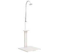 Mangloder Doccia da giardino in legno bianco in legno di abete massiccio con finitura a olio, soffione doccia e tubo in acciaio inox, 75 x 75 x 221 cm, pressione dell'acqua regolabile, per