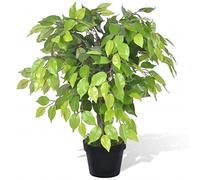 Mangloder - Fico nano artificiale in vaso, 60 cm, 420 foglie, pianta artificiale realistica in plastica e legno, per soggiorno, ufficio, balcone, giardino, decorazione decorativa