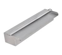 Mangloder - Fontana a cascata con LED, rettangolare, in acciaio inox, 45 cm, 24 LED bianchi, per laghetto, piscina, giardino, terrazza e balcone, cascata silenziosa per decorazione rilassata