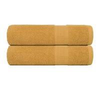 Mangloder FROGN - Set di 2 asciugamani dorati, 50 x 100 cm, 360 g/m², 100% cotone, assorbenti e morbidi, con passante, per bagno, spa, wellness, viaggi e fitness