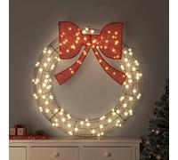 Mangloder - Ghirlanda con 150 LED bianco caldo in rattan, 121 x 121 x 10 cm, USB e telecomando, decorazione natalizia per interni ed esterni protetti, avvento e inverno, moderna