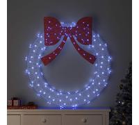 Mangloder Ghirlanda in acrilico blu con 150 LED, 120 cm, decorazione natalizia, funzionamento USB, telecomando, fiocco scintillante, per interni ed esterni protetti, stile moderno dell'Avvento e