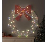 Mangloder - Ghirlanda in acrilico multicolore con 80 LED, alimentazione USB, 92 x 92 x 9,5 cm, striscia LED, telecomando, fiocco scintillante, per interni ed esterni protetti