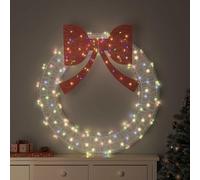 Mangloder Ghirlanda multicolore con 150 LED in acrilico, 120 cm, decorazione natalizia per interni ed esterni protetti, USB, telecomando, moderna atmosfera dell'Avvento con fiocco e anello da