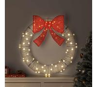 Mangloder Ghirlanda natalizia in rattan con 80 LED bianco caldo, 90 x 90 x 9 cm, decorazione natalizia moderna per interni ed esterni protetti, USB, telecomando, Avvento, inverno