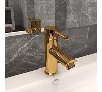 Mangloder Golden - Miscelatore monocomando per lavabo, 130 x 176 mm, durevole, con connettore in acciaio inox, adatto per bagno e cucina, kit di fissaggio incluso, per acqua fredda e calda, facile