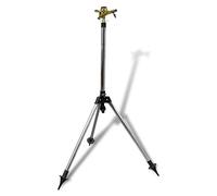 Mangloder Irrigatore a impulsi da giardino in zinco e rame con treppiede in acciaio inox, altezza regolabile da 55 a 88 cm, 24 m di diametro di spruzzo, 450 m², per prato, giardino, aiuola, serra