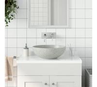 Mangloder - Lavabo da appoggio rotondo, in ceramica, 41 x 14 cm, realizzato a mano, per bagno, lavandino e WC degli ospiti, con superficie liscia e aspetto senza tempo, colore: grigio