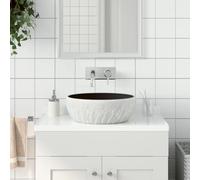 Mangloder - Lavabo da appoggio rotondo in ceramica, diametro 41 x 14 cm, realizzato a mano, per bagno, bagno degli ospiti, lavandino e toeletta con lucentezza robusta