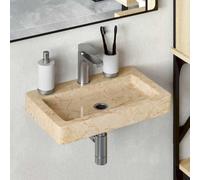 Mangloder - Lavabo da parete in marmo, 38 x 24 x 6,5 cm, per bagno e WC degli ospiti, montaggio a parete o appoggio, facile da pulire, 1 pezzo, per ambienti eleganti