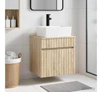 Mangloder - Lavabo da parete in rovere Sonoma, 49 x 41 x 63 cm, con grande cassetto, per mobili da bagno e lavabo, design moderno