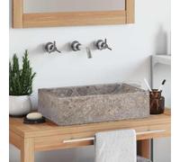Mangloder - Lavabo in marmo grigio lucido, 45 x 30 x 12 cm, come lavabo da appoggio per bagno e WC degli ospiti, con foro di scarico da 4,5 cm, facile da pulire, robusto, senza montaggio