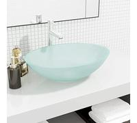 Mangloder - Lavabo in vetro opaco, 50 x 37 x 14 cm, per bagno, lavandino e WC degli ospiti, robusto vetro spesso 1,2 cm, facile da pulire, per lavabi moderni