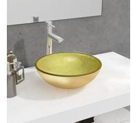 Mangloder - Lavabo in vetro temperato, 35 x 12 cm, per bagno, bagno degli ospiti e lavandino con vetro spesso 1,2 cm, ciotola facile da pulire, per bagni moderni