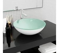 Mangloder Lavandino in Vetro Temperato Bianco, Lavandino da appoggio per Lavabo, Bagno e WC degli ospiti, 42 x 14 cm, Spessore Vetro 1,2 cm, Vasca Sanitaria Moderna per Bagno e WC