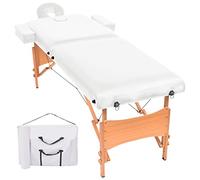 Mangloder Lettino da Massaggio Pieghevole 2 Zone 10 cm Imbottitura Bianco Portatile e Regolabile in Altezza per Spa, Cosmetici, Pratica Studio, Massaggio, Trattamento Reiki, Tatuaggi, Relax