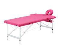Mangloder Lettino da Massaggio Pieghevole a 2 Zone Rosa in Alluminio Regolabile in Altezza Portatile con Poggiatesta e Bracciolo Ideale per Pratica Studio Spa Massaggi Reiki
