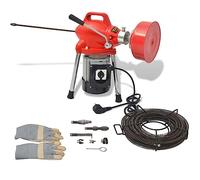 Mangloder - Macchina per la pulizia dei tubi, 250 W, rosso e nero, con spirale da 12,5 m da 16 mm e adattatore da 4,5 m da 9,5 mm, 400 giri/min, set per scarico, cucina, bagno e casa