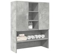 Mangloder - Mobile per lavatrice in legno grigio cemento, 70,5 x 25,5 x 90 cm, spazio per lavatrice e asciugatrice, armadio da bagno con 2 ante e 4 scomparti aperti
