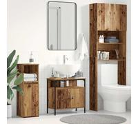 Mangloder - Mobile sottolavabo in legno anticato, 60 x 30 x 60 cm, con spazio e robusto ripiano per mobili da bagno, montaggio a parete, apertura per sifone, cassetto e porta per bagno