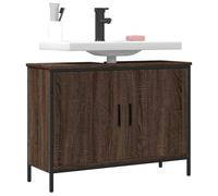Mangloder - Mobile sottolavabo in legno di quercia marrone, 80 x 30 x 60 cm, con apertura per sifone, spazio e mensola per mobili da bagno, montaggio a parete e ordine nel lavandino