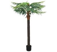 Mangloder - Palma artificiale Fenice con vaso, 215 cm, verde, pianta artificiale in legno massiccio e plastica, 18 punte, per soggiorno, ufficio, interni ed esterni, decorazione realistica con vaso