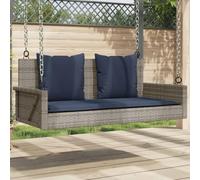 Mangloder - Panca a dondolo con cuscino, in rattan sintetico, 119 x 56 x 48 cm, resistente alle intemperie, con schienale e braccioli, per esterni, per balcone, terrazza, giardino